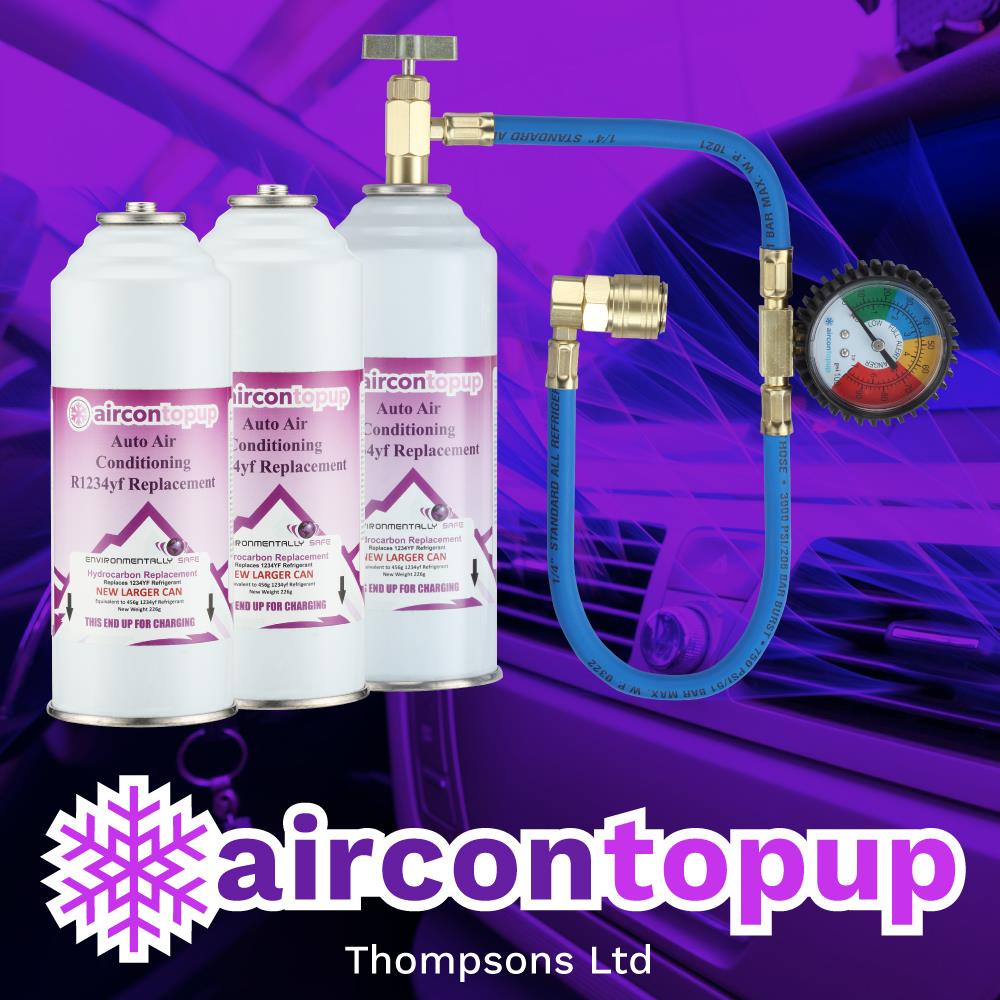 Car Aircon Regas R1234yf Compatible Refrigerant x3 + Professional Type Hose & Gauge Kit